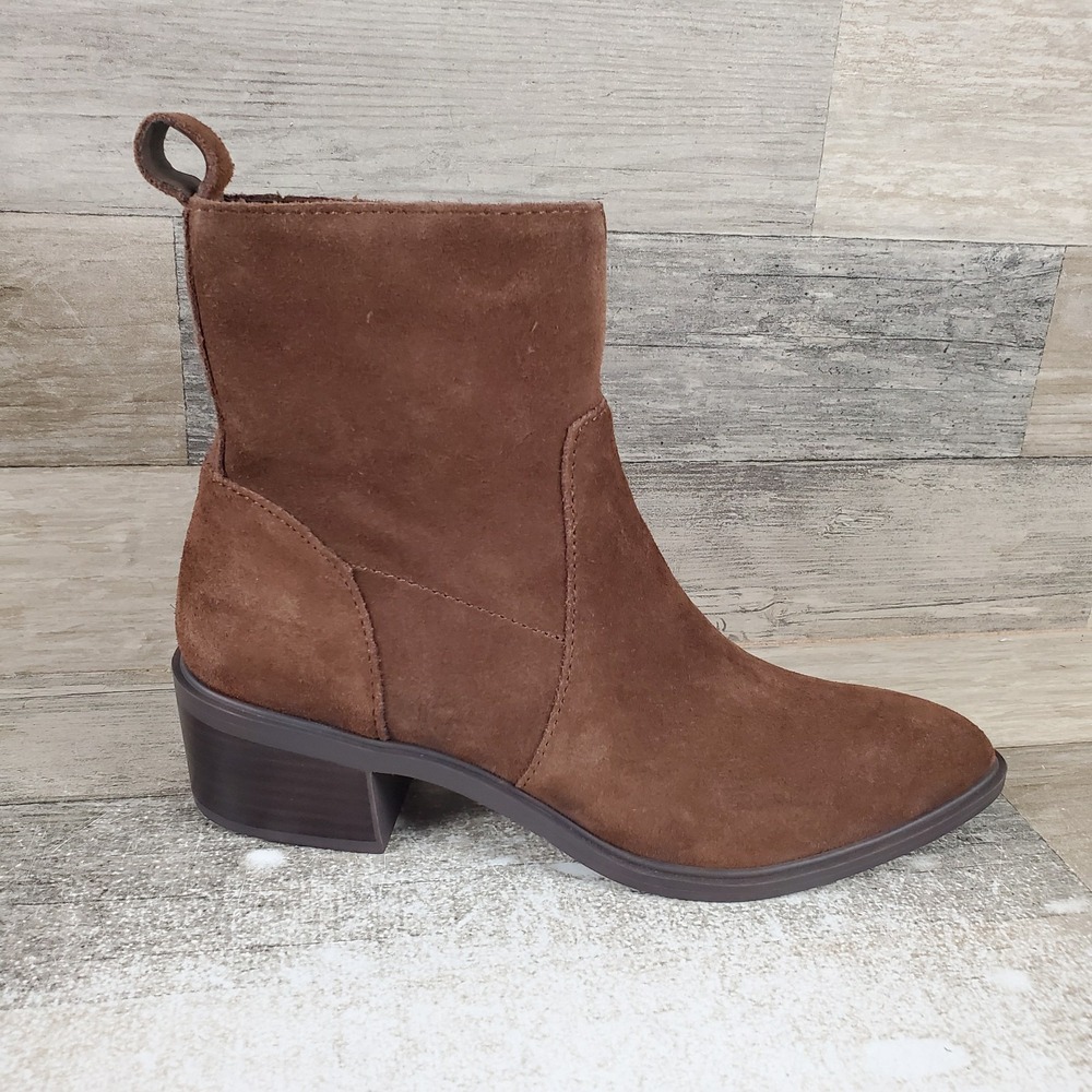 Dolce Vita Bryson Womens Ankle Boot Sz 6.5 Cocoa Suede Waterproof Side Zipper